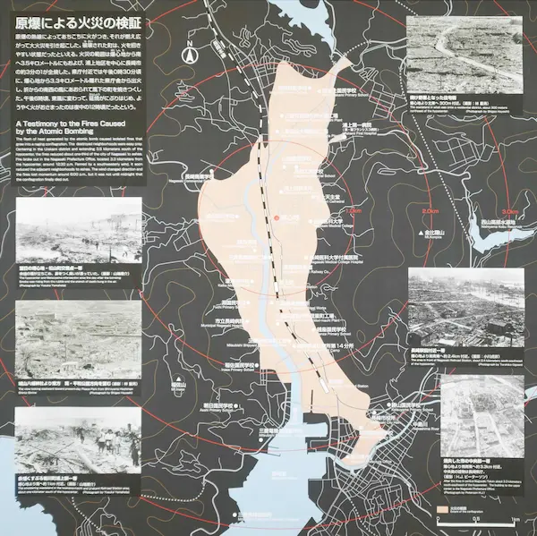 Map of impact of bomb